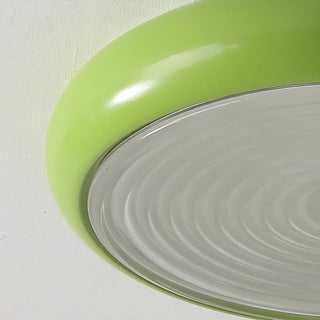 Fresh Green Round Glass LED Flush Mount Ceiling Light Zawala Image - 8