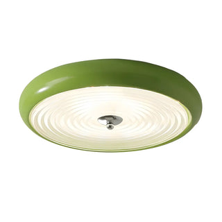 Fresh Green Round Glass LED Flush Mount Ceiling Light Zawala Image - 9