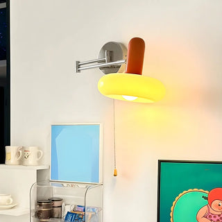 ZOWALA - Creative Swing Arm Pull Chain Bedroom Red Wall Light Image - 1