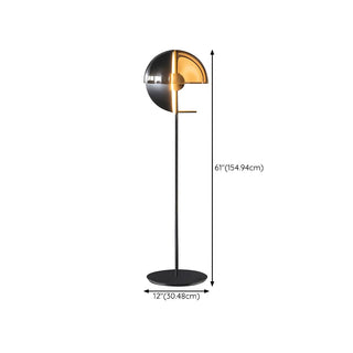 Futuristic Half-Sphere Black Metallic Floor Lamp Zawala #size