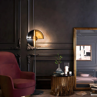 Futuristic Half-Sphere Black Metallic Floor Lamp Zawala Image - 9
