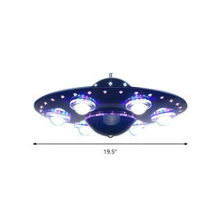 ZOWALA - Futuristic Kids Room Blue UFO Ceiling Light
