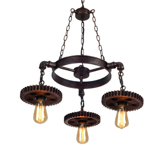 ZOWALA - Gear Wheel Retro Edison Bulb Chandelier Image - 10