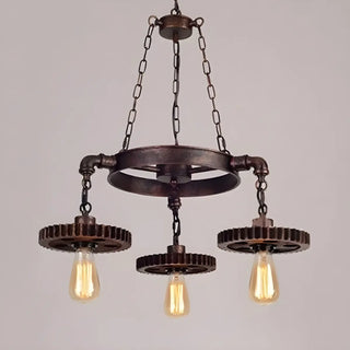 ZOWALA - Gear Wheel Retro Edison Bulb Chandelier Image - 11