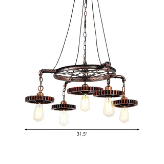 ZOWALA - Gear Wheel Retro Edison Bulb Chandelier Image - 13