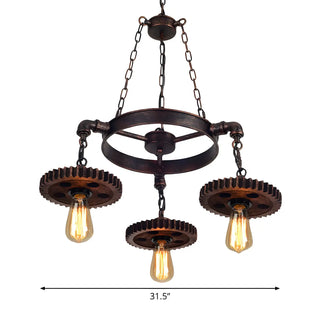ZOWALA - Gear Wheel Retro Edison Bulb Chandelier Image - 14