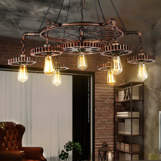 ZOWALA - Gear Wheel Retro Edison Bulb Chandelier Image - 2
