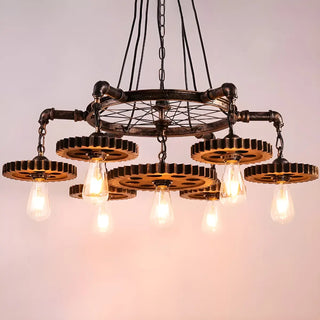 ZOWALA - Gear Wheel Retro Edison Bulb Chandelier Image - 3