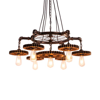 ZOWALA - Gear Wheel Retro Edison Bulb Chandelier Image - 4