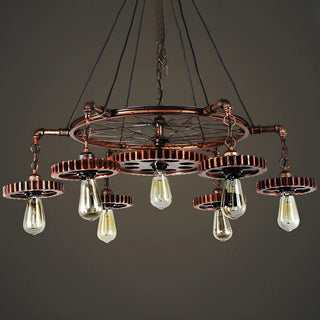 ZOWALA - Gear Wheel Retro Edison Bulb Chandelier Image - 5
