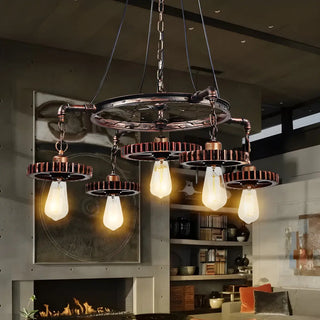 ZOWALA - Gear Wheel Retro Edison Bulb Chandelier Image - 6