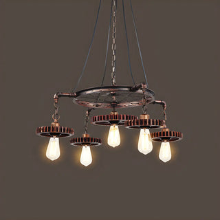 ZOWALA - Gear Wheel Retro Edison Bulb Chandelier Image - 9