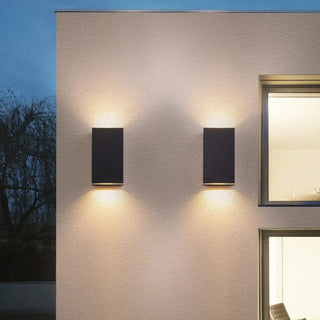 ZOWALA - Modern Black Square Outdoor Up Down Wall Sconce Image - 2
