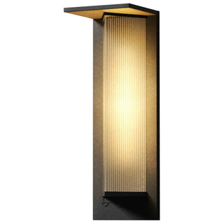 Geometric Black Ribbed Glass Outdoor Wall Sconce Zawala Image - 5