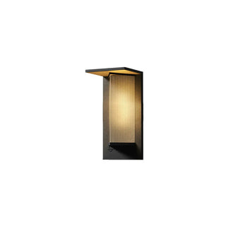 Geometric Black Ribbed Glass Outdoor Wall Sconce Zawala Image - 6