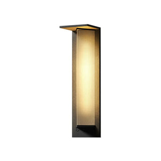 Geometric Black Ribbed Glass Outdoor Wall Sconce Zawala Image - 8