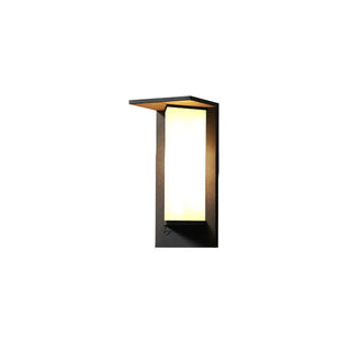 Geometric Black Ribbed Glass Outdoor Wall Sconce Zawala Image - 9