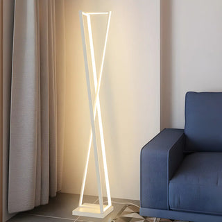 Crossed Frame Design White Geometric LED Floor Lamp Zawala Image - 1
