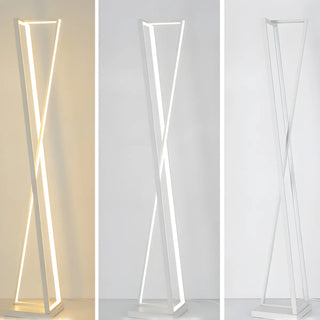 Crossed Frame Design White Geometric LED Floor Lamp Zawala Image - 10