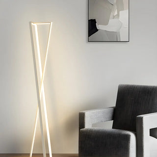 Crossed Frame Design White Geometric LED Floor Lamp Zawala Image - 11