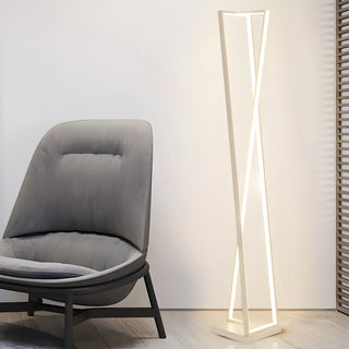 Crossed Frame Design White Geometric LED Floor Lamp Zawala Image - 2