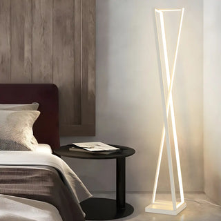 Crossed Frame Design White Geometric LED Floor Lamp Zawala Image - 3