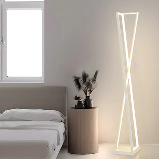 Crossed Frame Design White Geometric LED Floor Lamp Zawala Image - 4