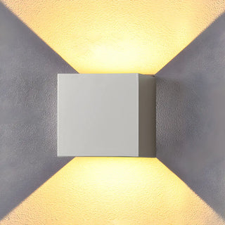 ZOWALA - Minimalist Geometric Cube 2 Bulb Metal Wall Light White Image - 11