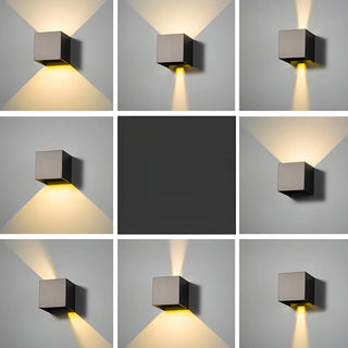 ZOWALA - Minimalist Geometric Cube 2 Bulb Metal Wall Light White Image - 16