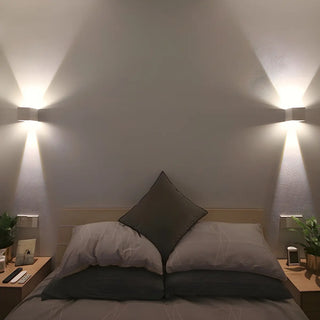 ZOWALA - Minimalist Geometric Cube 2 Bulb Metal Wall Light White Image - 2