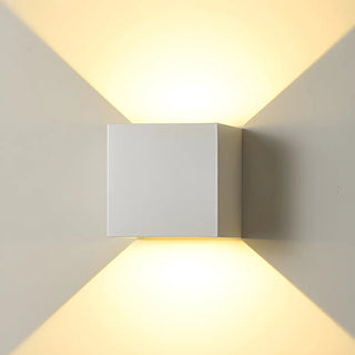 ZOWALA - Minimalist Geometric Cube 2 Bulb Metal Wall Light White Image - 3