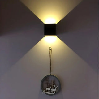 ZOWALA - Minimalist Geometric Cube 2 Bulb Metal Wall Light White Image - 7