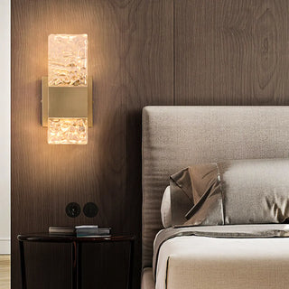 Bedroom Gold Base Clear Crystal Geometric Wall Lamp Zawala Image - 1