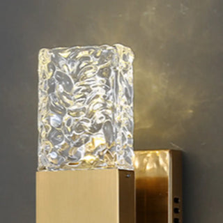 Bedroom Gold Base Clear Crystal Geometric Wall Lamp Zawala Image - 10
