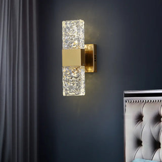 Bedroom Gold Base Clear Crystal Geometric Wall Lamp Zawala Image - 2