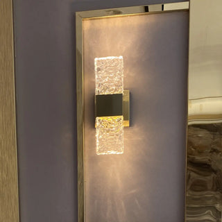 Bedroom Gold Base Clear Crystal Geometric Wall Lamp Zawala Image - 3