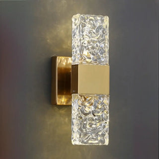 Bedroom Gold Base Clear Crystal Geometric Wall Lamp Zawala Image - 5