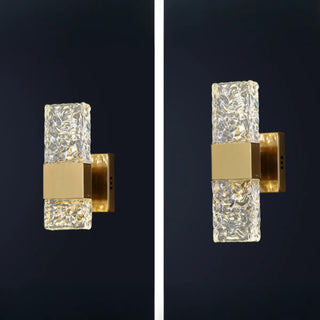 Bedroom Gold Base Clear Crystal Geometric Wall Lamp Zawala Image - 9