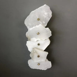 Tiered Geometric White Stone Bedside Wall Sconce Zawala Image - 15