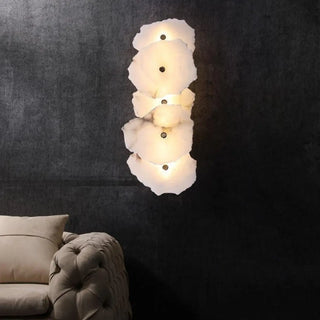 Tiered Geometric White Stone Bedside Wall Sconce Zawala Image - 3