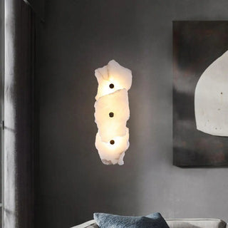 Tiered Geometric White Stone Bedside Wall Sconce Zawala Image - 5