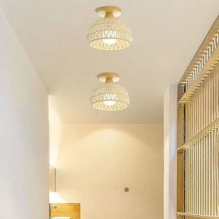 ZOWALA - Geometric Weaving Rope Semi-Flush Mount Light Image - 1