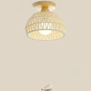 ZOWALA - Geometric Weaving Rope Semi-Flush Mount Light Image - 10