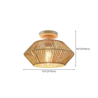 ZOWALA - Geometric Weaving Rope Semi-Flush Mount Light Image - 15