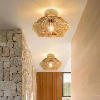 ZOWALA - Geometric Weaving Rope Semi-Flush Mount Light Image - 2