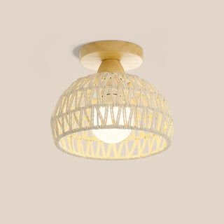 ZOWALA - Geometric Weaving Rope Semi-Flush Mount Light Image - 3