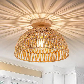 ZOWALA - Geometric Weaving Rope Semi-Flush Mount Light Image - 4