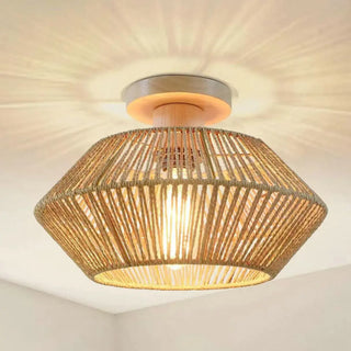 ZOWALA - Geometric Weaving Rope Semi-Flush Mount Light Image - 5