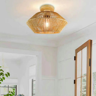 ZOWALA - Geometric Weaving Rope Semi-Flush Mount Light Image - 6