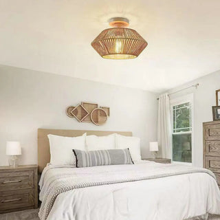 ZOWALA - Geometric Weaving Rope Semi-Flush Mount Light Image - 7